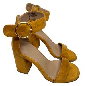 Aerosoles Sandals Womens Size 5 Tan Faux‎ Suede Ankle Strap Open Toe Block Heel